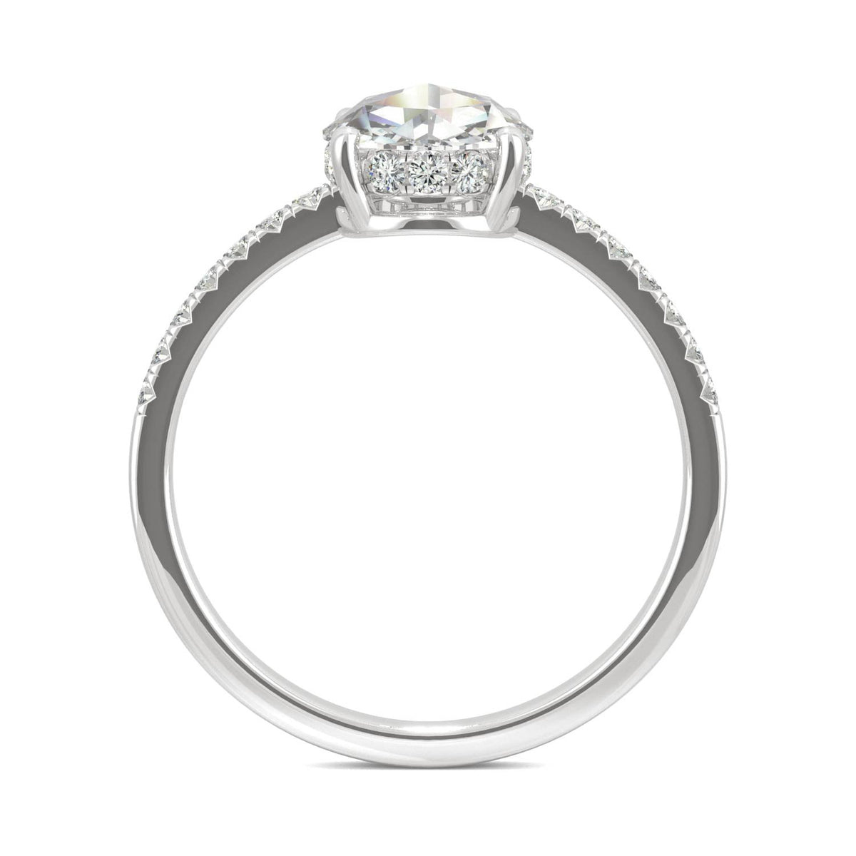 0.81 CTW DEW Round Rose-Cut Moissanite Engagement Ring in 14K White Gold