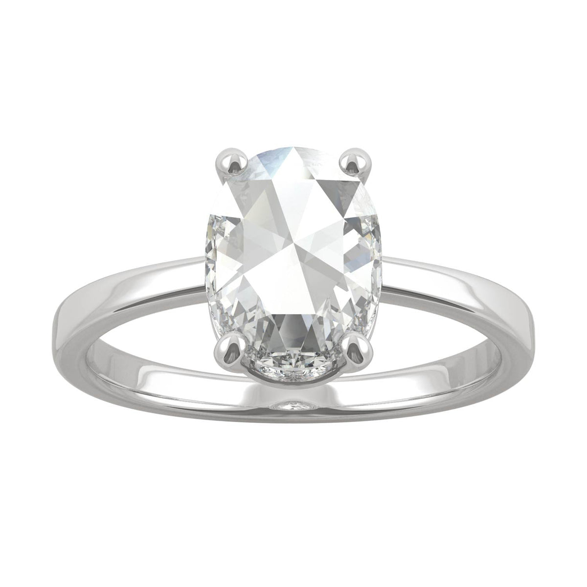 1.26 CTW DEW Oval Rose-Cut Moissanite Hidden Halo Ring in 14K White Gold