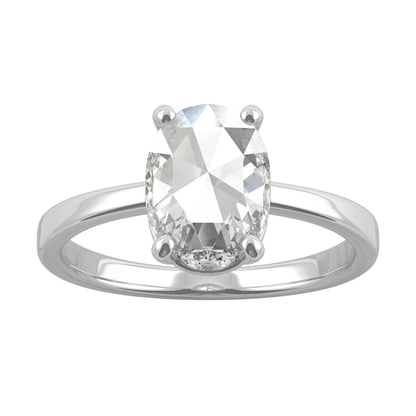 1.26 CTW DEW Oval Rose-Cut Moissanite Hidden Halo Ring in 14K White Gold