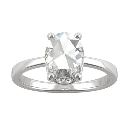 1.26 CTW DEW Oval Rose-Cut Moissanite Hidden Halo Ring in 14K White Gold