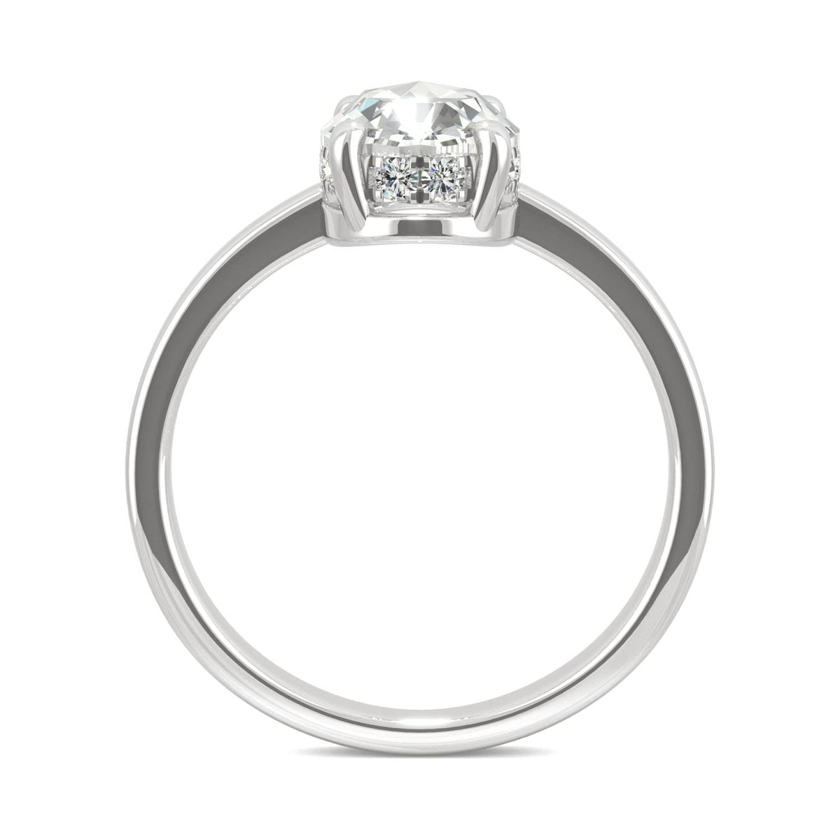 1.26 CTW DEW Oval Rose-Cut Moissanite Hidden Halo Ring in 14K White Gold