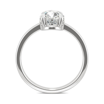 1.26 CTW DEW Oval Rose-Cut Moissanite Hidden Halo Ring in 14K White Gold