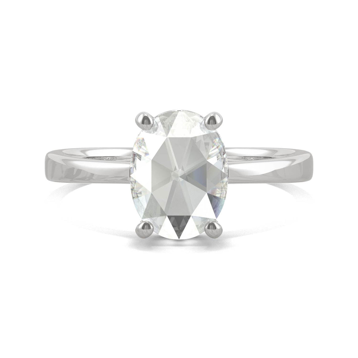 1.26 CTW DEW Oval Rose-Cut Moissanite Hidden Halo Ring in 14K White Gold