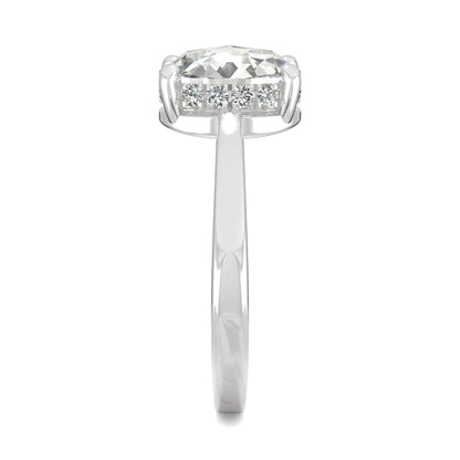 1.26 CTW DEW Oval Rose-Cut Moissanite Hidden Halo Ring in 14K White Gold