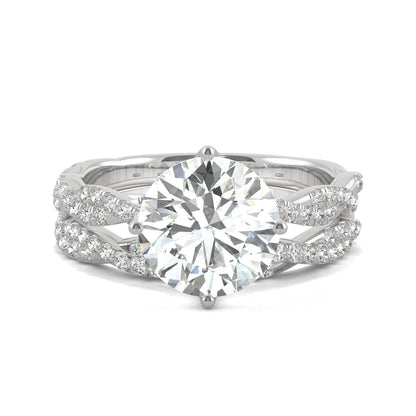 2.64 CTW DEW Round Moissanite Pavé Bridal Set in 14K White Gold