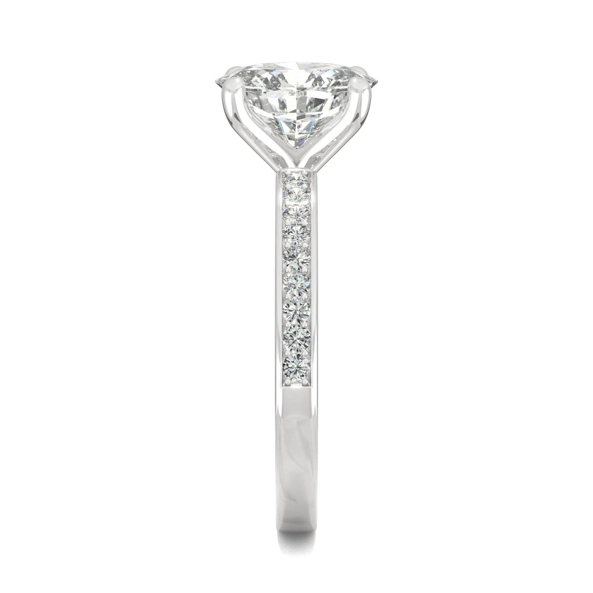2.28 CTW DEW Oval Moissanite Engagement Ring in 14K White Gold