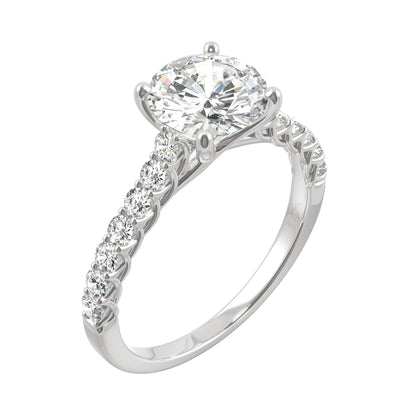 1.92 CTW DEW Round Moissanite Engagement Ring in 14K White Gold