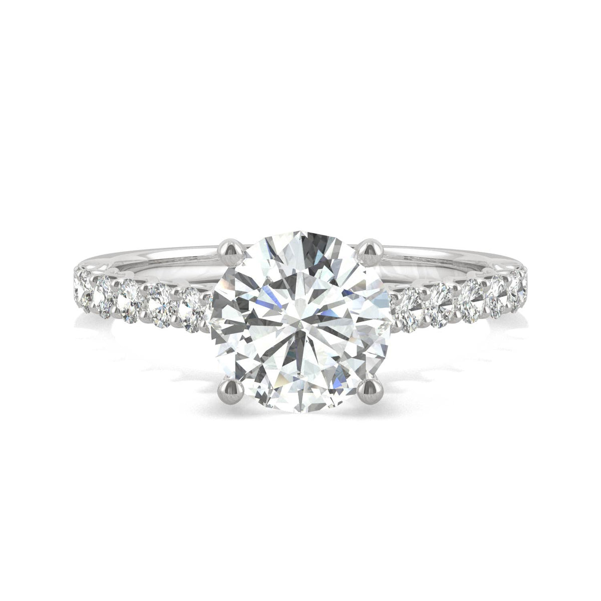 1.92 CTW DEW Round Moissanite Engagement Ring in 14K White Gold