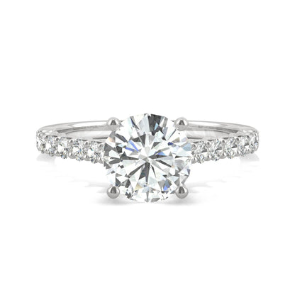 1.92 CTW DEW Round Moissanite Engagement Ring in 14K White Gold