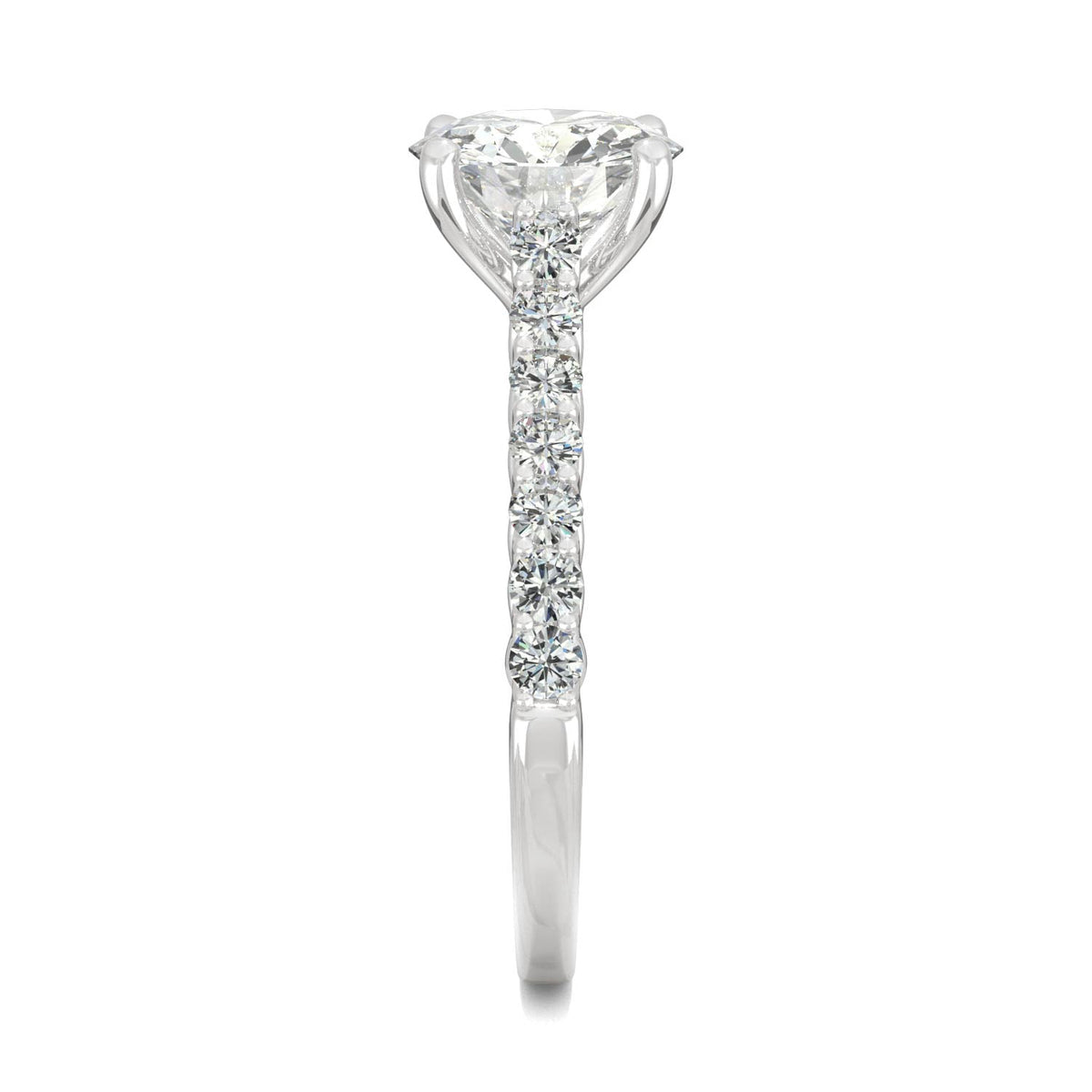 1.92 CTW DEW Round Moissanite Engagement Ring in 14K White Gold