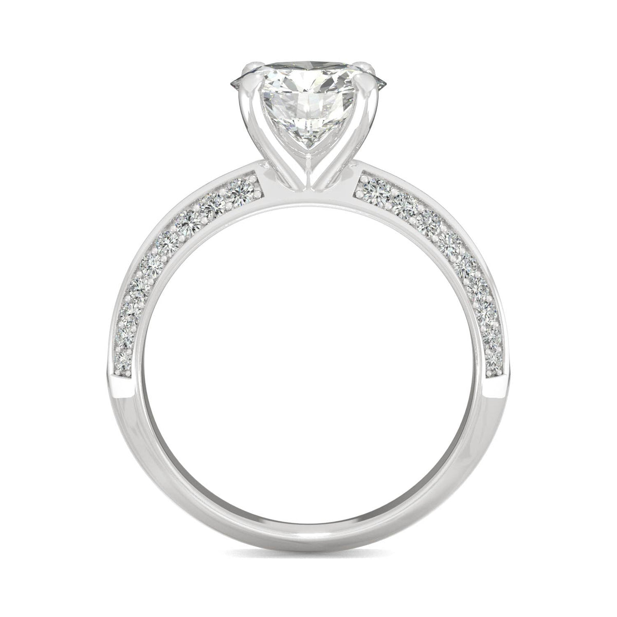 2.26 CTW DEW Round Moissanite Knife-Edge Engagement Ring in 14K White Gold