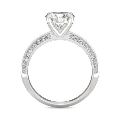 2.26 CTW DEW Round Moissanite Knife-Edge Engagement Ring in 14K White Gold