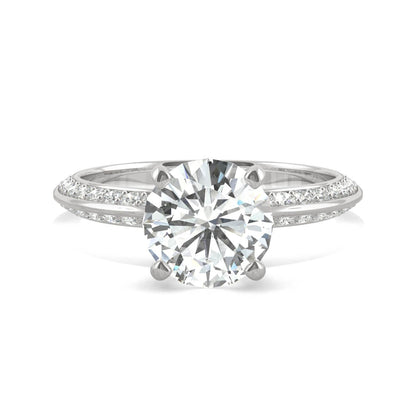 2.26 CTW DEW Round Moissanite Knife-Edge Engagement Ring in 14K White Gold