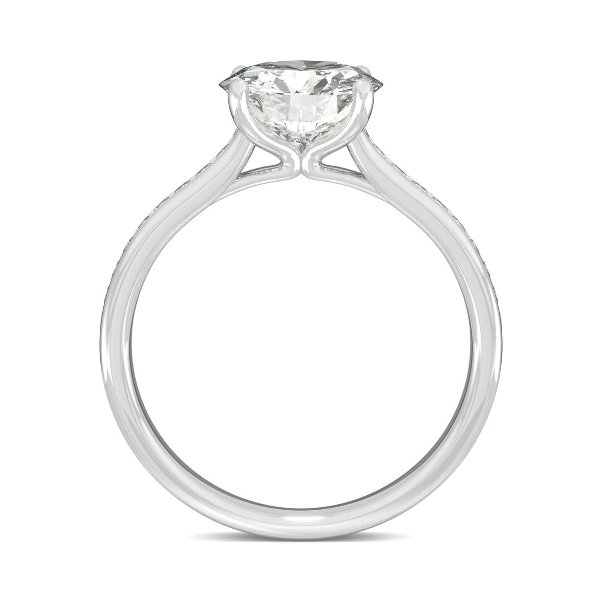 2.08 CTW DEW Round Moissanite Engagement Ring in 14K White Gold