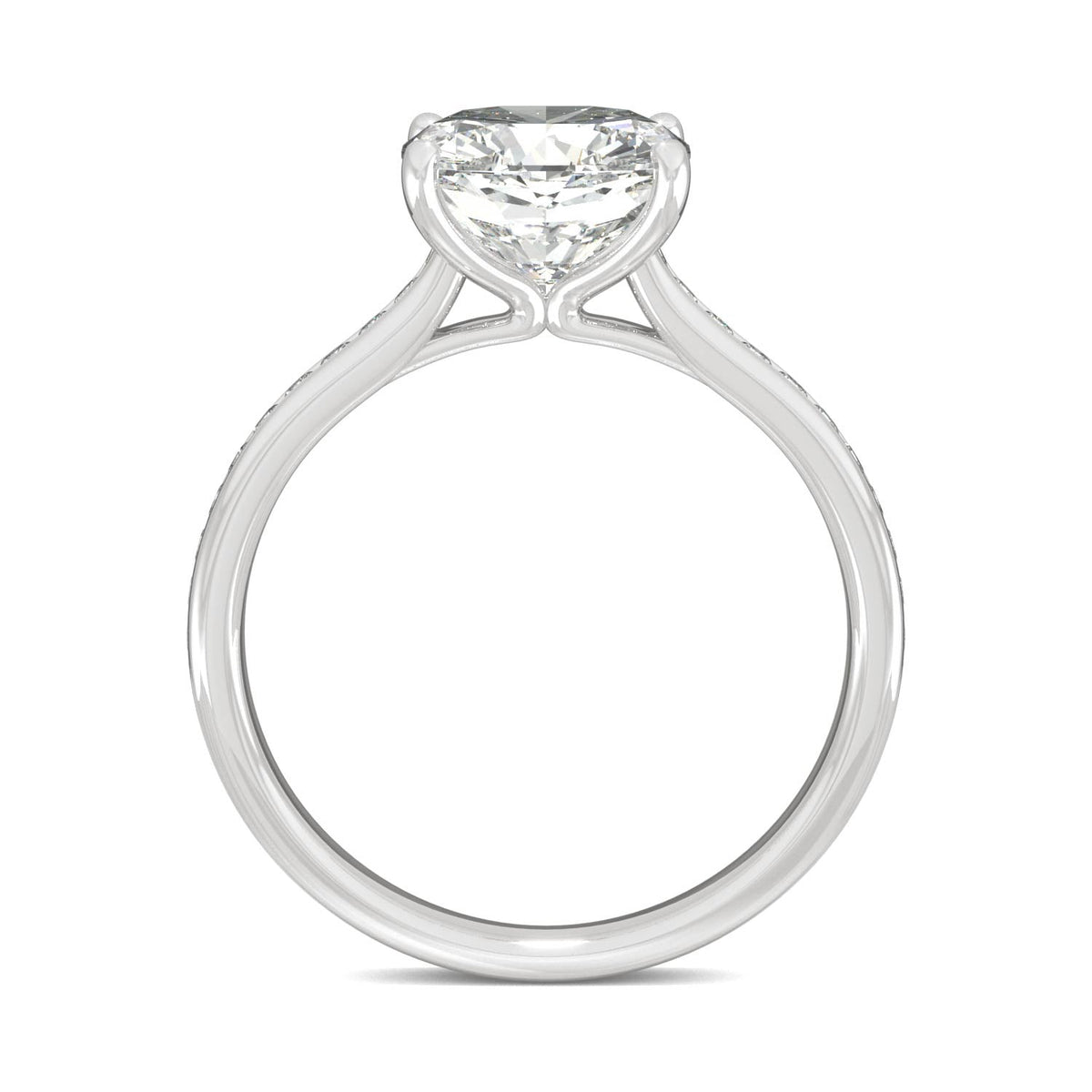 2.58 CTW DEW Cushion Moissanite Engagement Ring in 14K White Gold