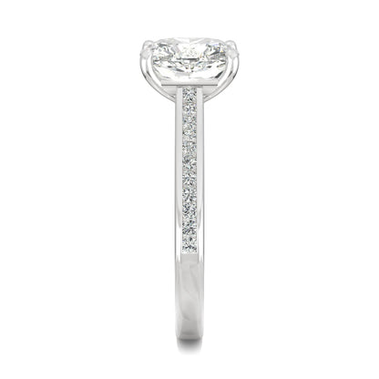 2.58 CTW DEW Cushion Moissanite Engagement Ring in 14K White Gold