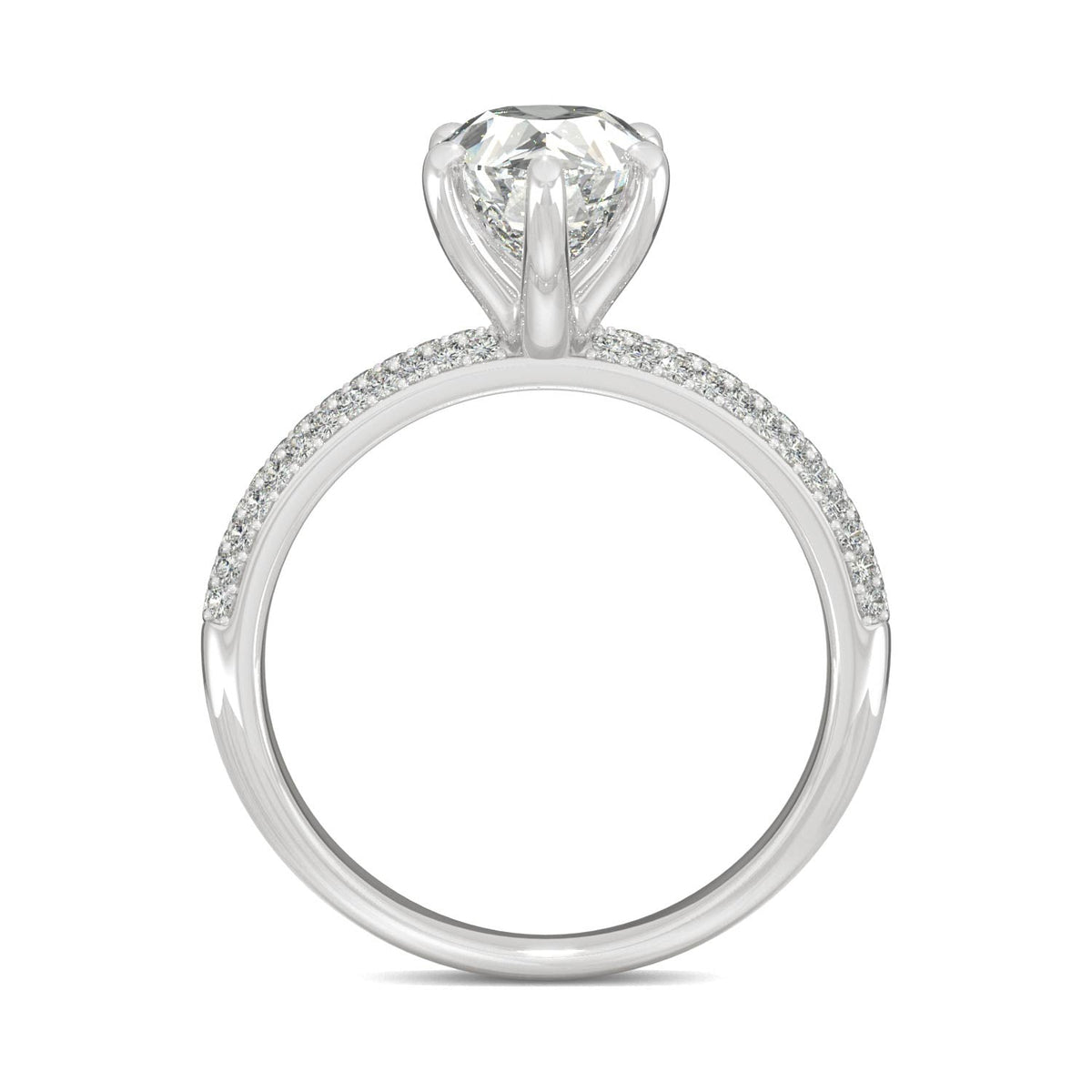 2.31 CTW DEW Pear Moissanite Pavé Engagement Ring in 14K White Gold
