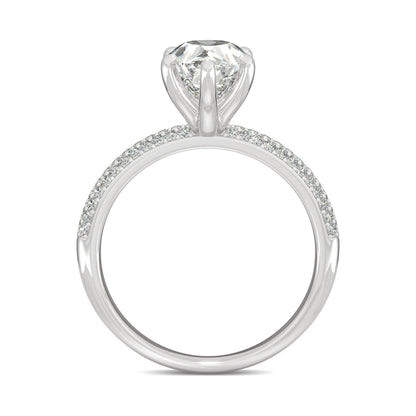 2.31 CTW DEW Pear Moissanite Pavé Engagement Ring in 14K White Gold