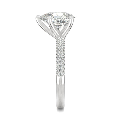2.31 CTW DEW Pear Moissanite Pavé Engagement Ring in 14K White Gold