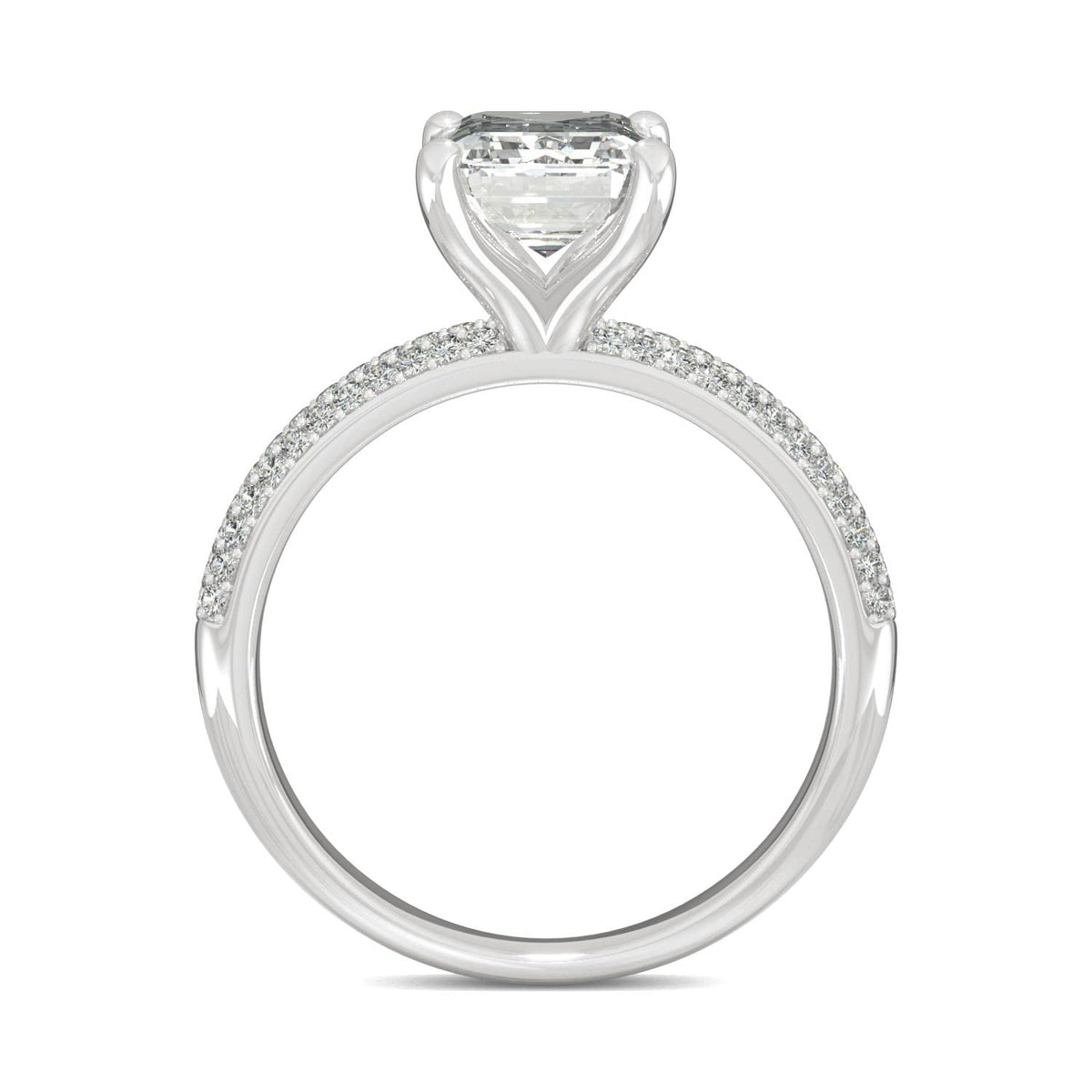 2.73 CTW DEW Emerald Moissanite Pavé Engagement Ring in 14K White Gold