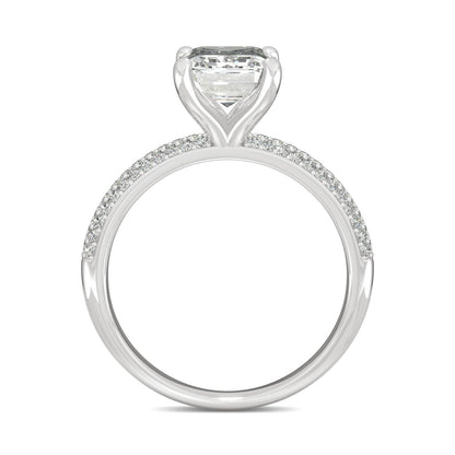 2.73 CTW DEW Emerald Moissanite Pavé Engagement Ring in 14K White Gold