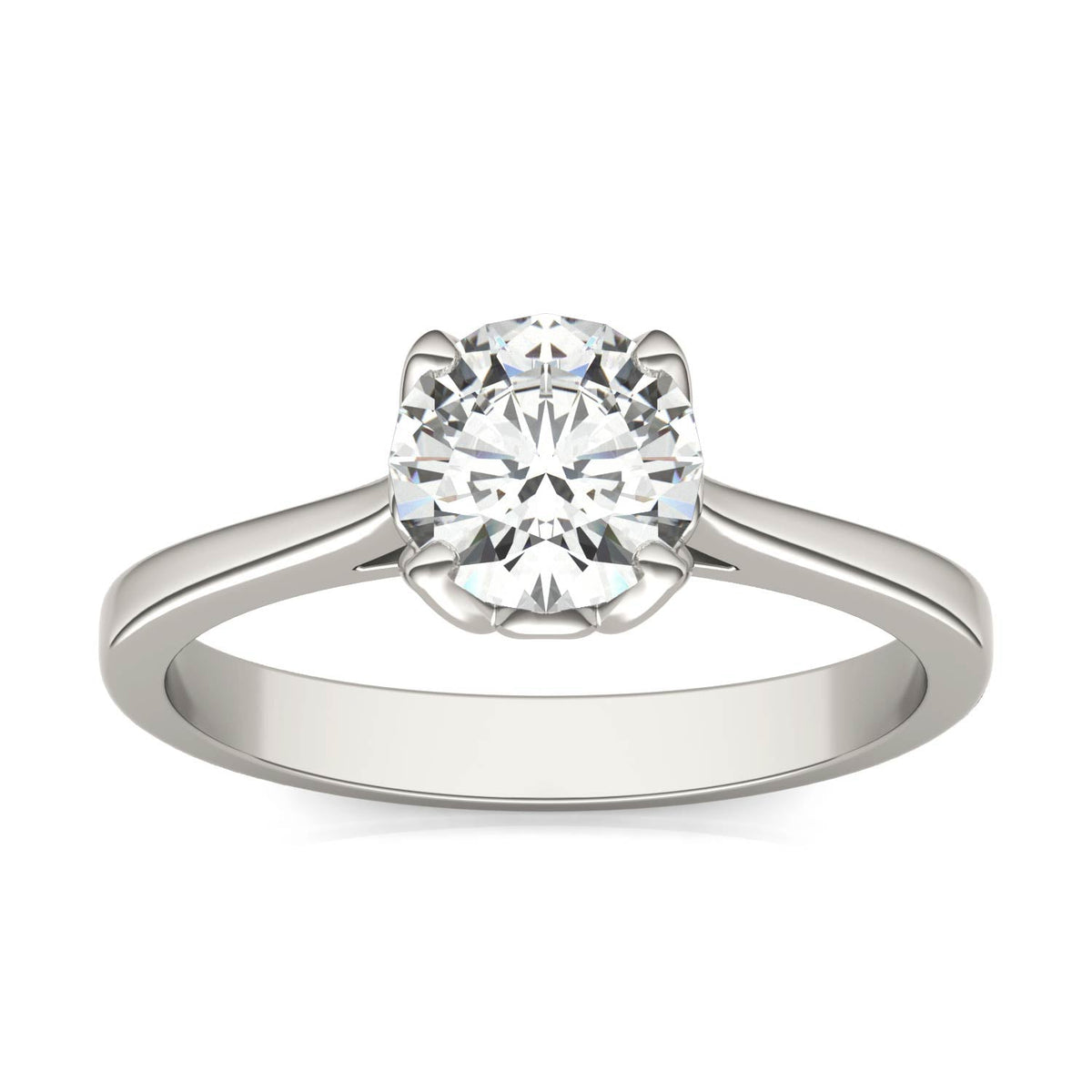 1 CTW DEW Round Moissanite Solitaire Engagement Ring in 14K White Gold