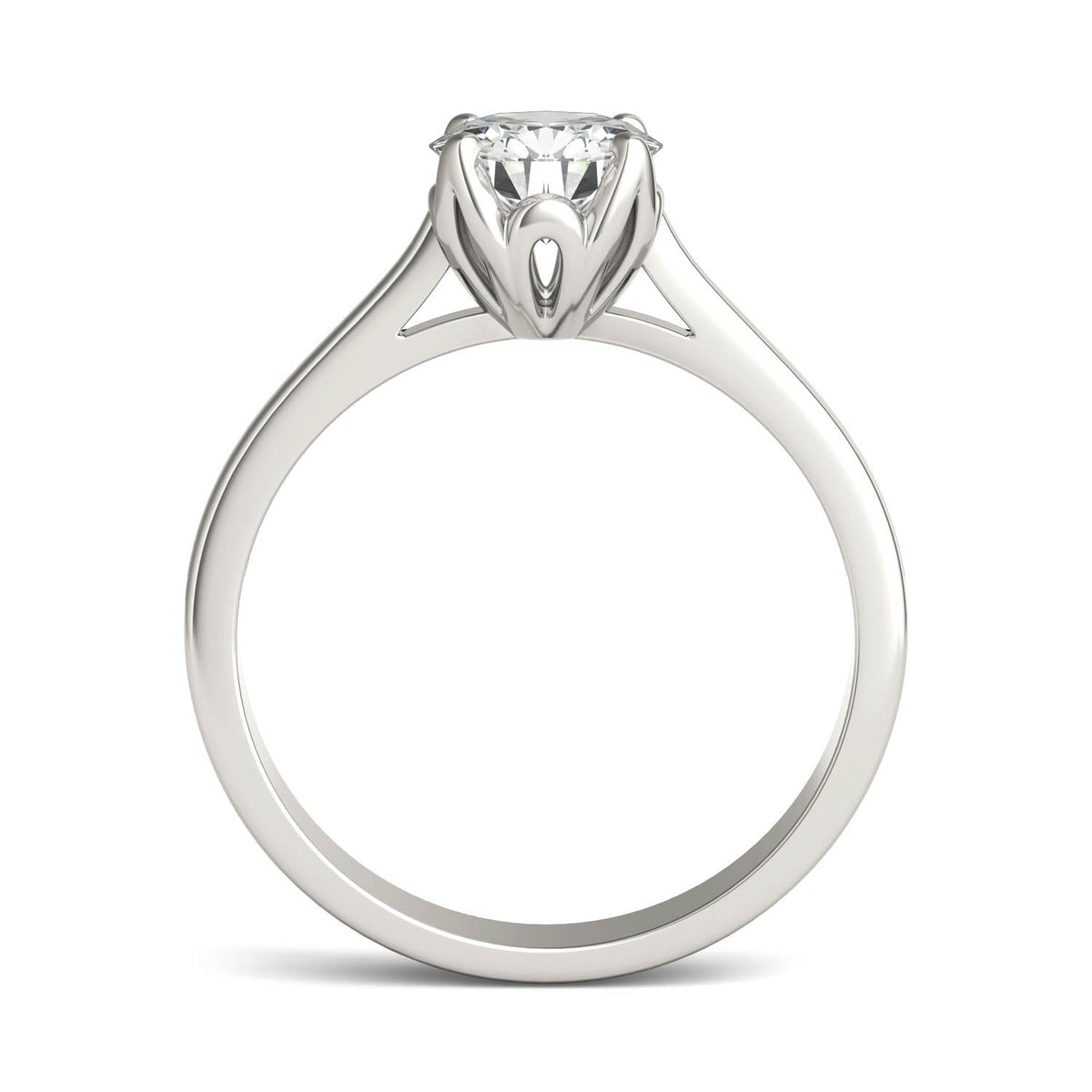 1 CTW DEW Round Moissanite Solitaire Engagement Ring in 14K White Gold