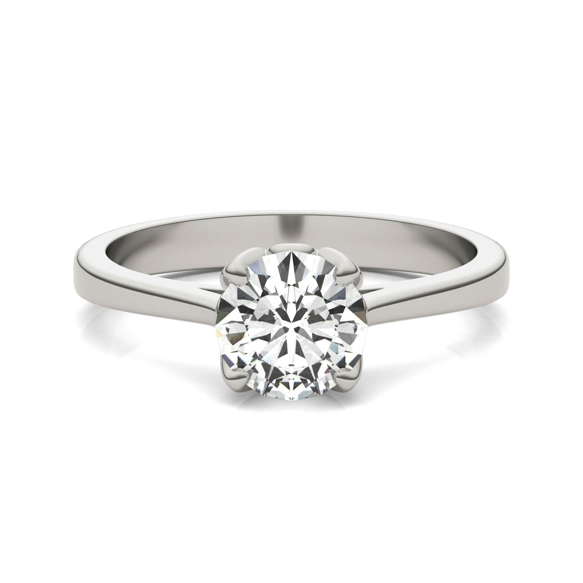 1 CTW DEW Round Moissanite Solitaire Engagement Ring in 14K White Gold