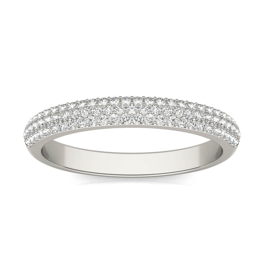 0.17 CTW DEW Round Moissanite Pave Band in 14K White Gold