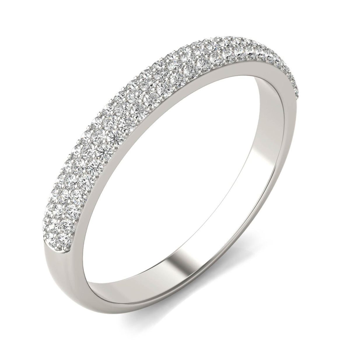 0.17 CTW DEW Round Moissanite Pave Band in 14K White Gold