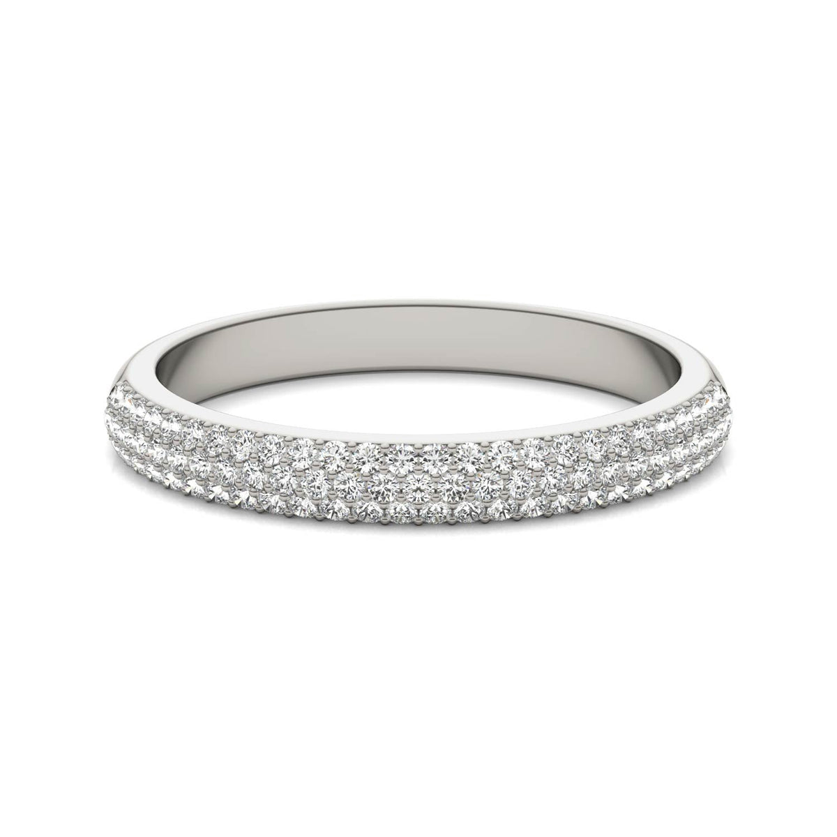 0.17 CTW DEW Round Moissanite Pave Band in 14K White Gold