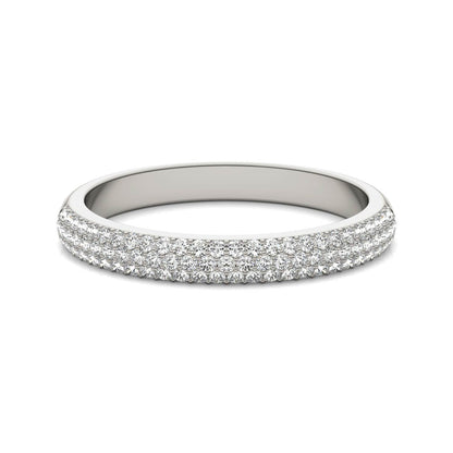 0.17 CTW DEW Round Moissanite Pave Band in 14K White Gold
