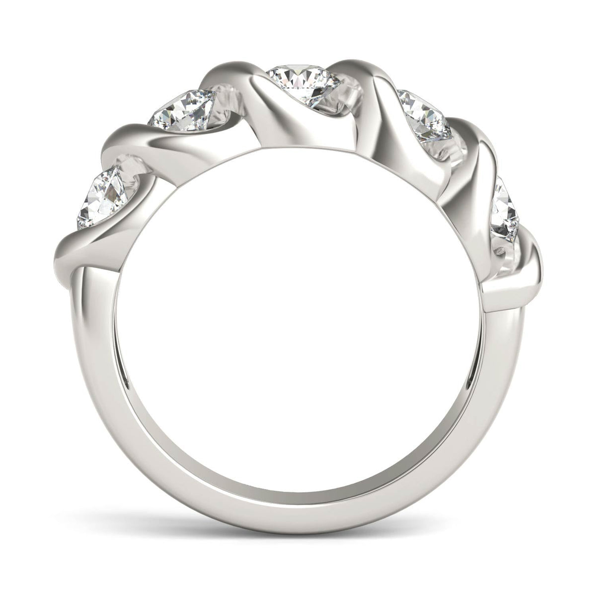1.15 CTW DEW Round Moissanite Bypass Band in 14K White Gold