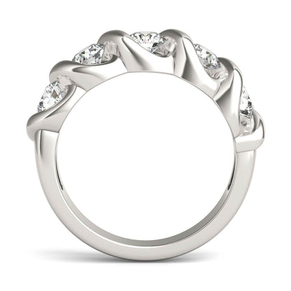 1.15 CTW DEW Round Moissanite Bypass Band in 14K White Gold