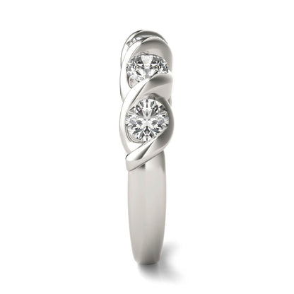 1.15 CTW DEW Round Moissanite Bypass Band in 14K White Gold