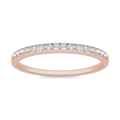 0.16 CTW DEW Round Moissanite Wedding Band in 14K Rose Gold