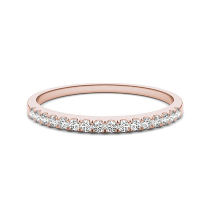 0.16 CTW DEW Round Moissanite Wedding Band in 14K Rose Gold