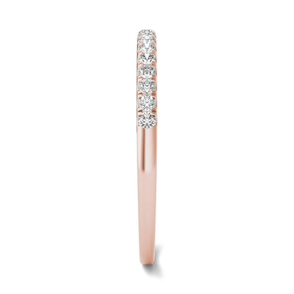 0.16 CTW DEW Round Moissanite Wedding Band in 14K Rose Gold