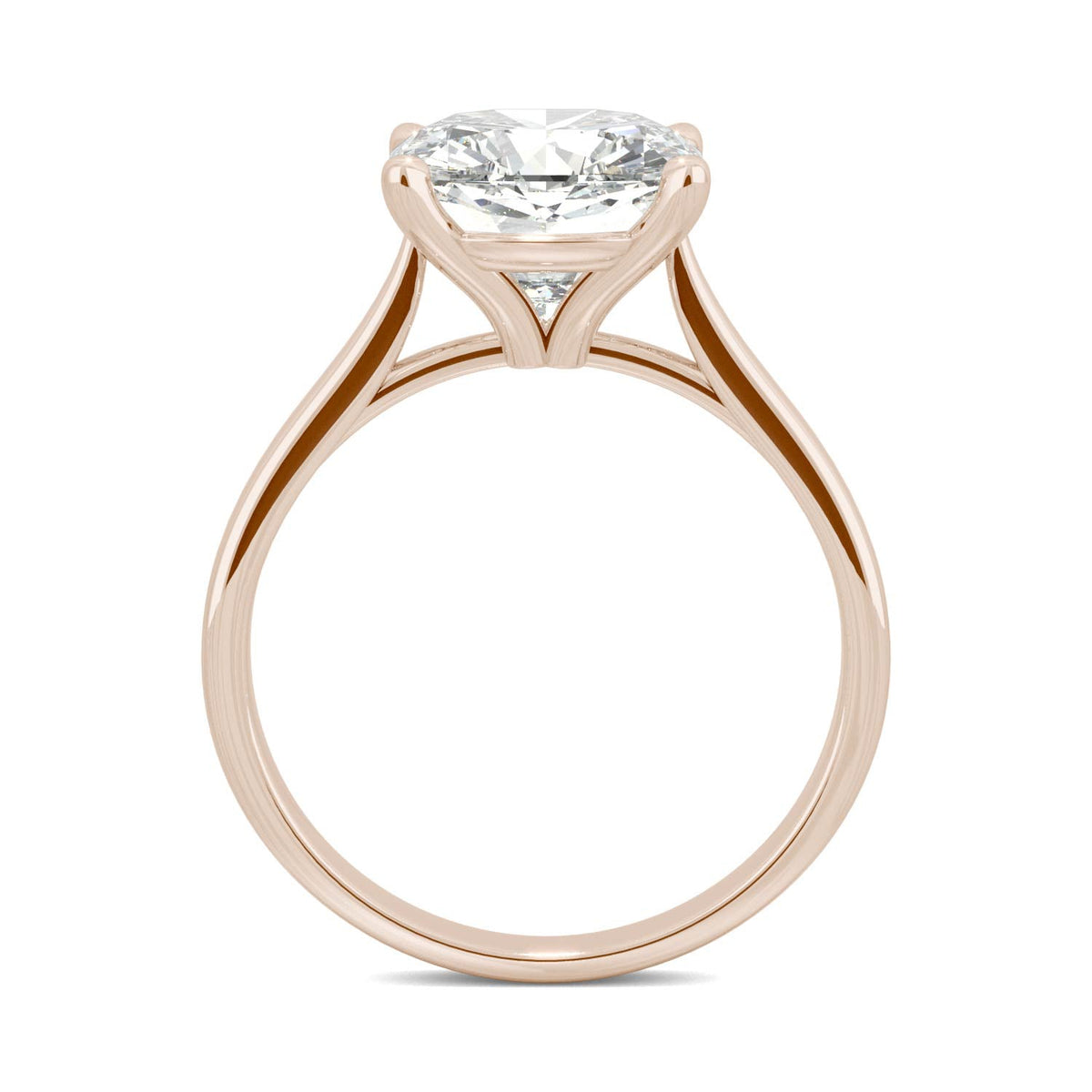 3.30 CTW DEW Cushion Moissanite Engagement Ring in 14K Rose Gold