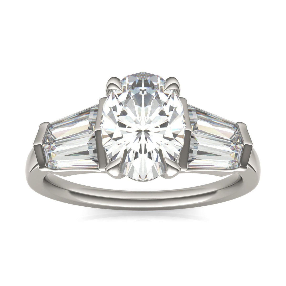 3.26 CTW DEW Oval Moissanite Five-Stone Ring in 14K White Gold