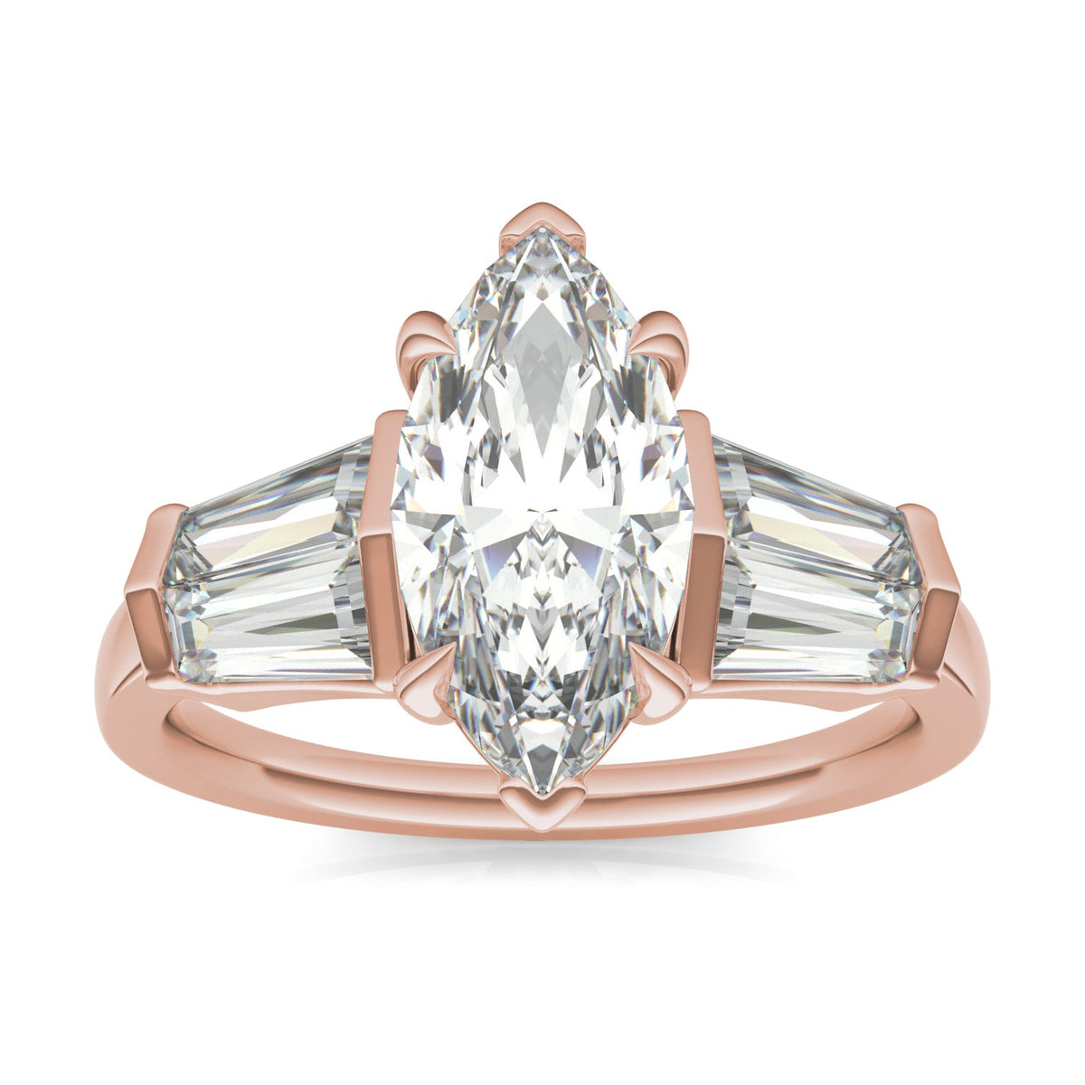 3.36 CTW DEW Marquise Moissanite Five-Stone Ring in 14K Rose Gold