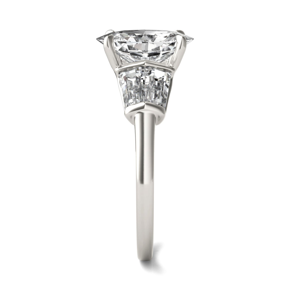 3.46 CTW DEW Elongated Oval Moissanite Five-Stone Ring in 14K White Gold