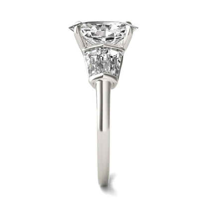 3.46 CTW DEW Elongated Oval Moissanite Five-Stone Ring in 14K White Gold