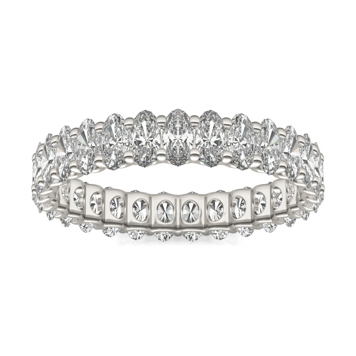 2.90 CTW DEW Oval Moissanite Eternity Band in 14K White Gold