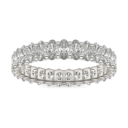 2.90 CTW DEW Oval Moissanite Eternity Band in 14K White Gold
