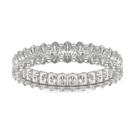 2.90 CTW DEW Oval Moissanite Eternity Band in 14K White Gold