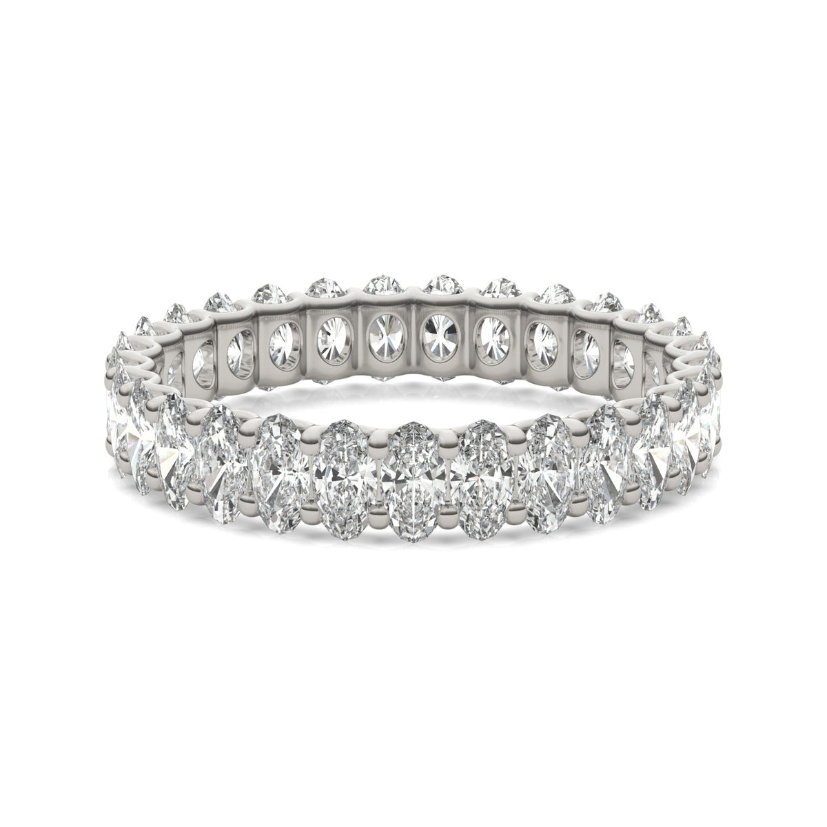 2.90 CTW DEW Oval Moissanite Eternity Band in 14K White Gold