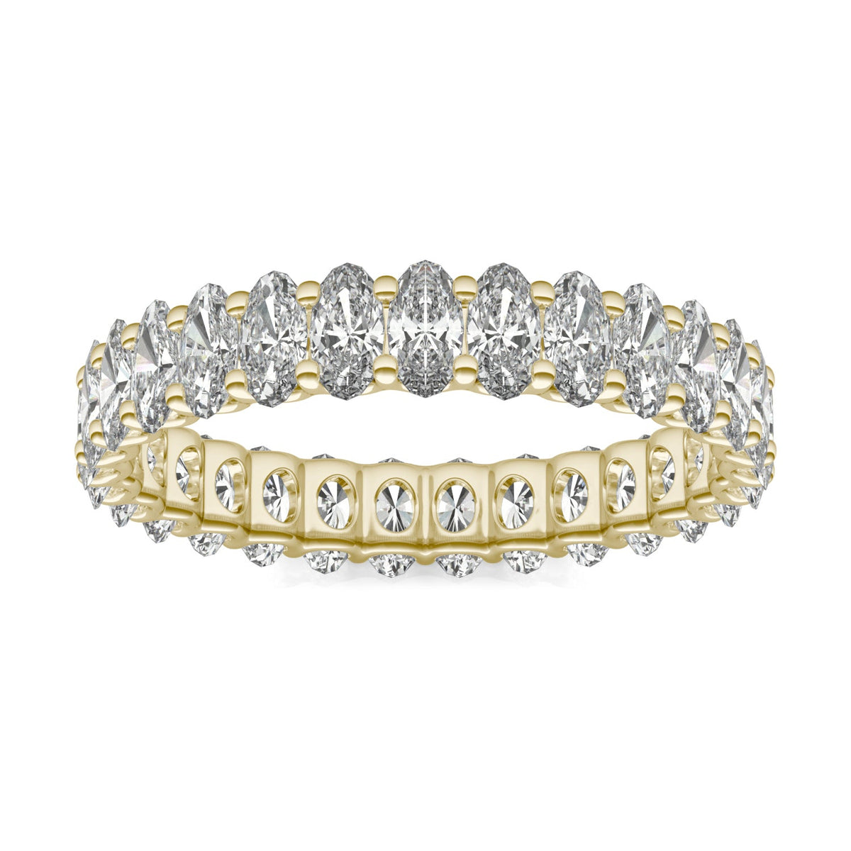 2.90 CTW DEW Oval Moissanite Eternity Band in 14K Yellow Gold