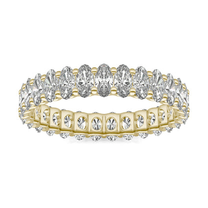 2.90 CTW DEW Oval Moissanite Eternity Band in 14K Yellow Gold