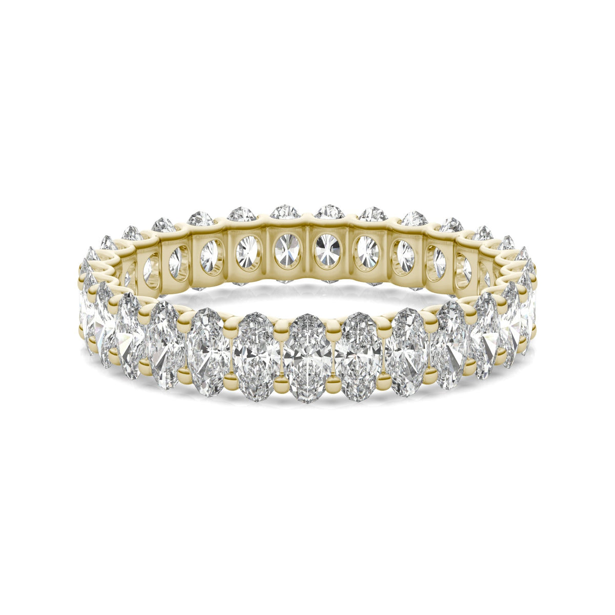 2.90 CTW DEW Oval Moissanite Eternity Band in 14K Yellow Gold